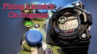 Casio GWF1000 Frogman Disassembly and fixing crystal scratch [upl. by Meridith]