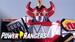 Dino Megazord First Battle  Mighty Morphin Power Rangers  Power Rangers Official [upl. by Nnylrahc]