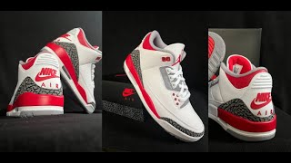 WHATS IN THE SHOE BOX Jordan 3 Fire Red Sneaker Review [upl. by Notlimah]