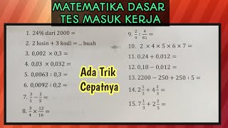 SOAL MATEMATIKA DASAR TES MASUK KERJA YANG SERING KELUAR DI PSIKOTES [upl. by Gati]