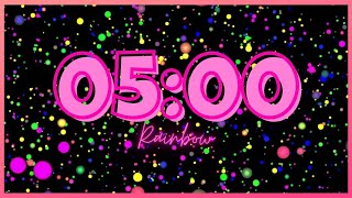 5 Minute Timer With Music RAINBOW LOVECLASSROOMHAPPY [upl. by Dazhahs]