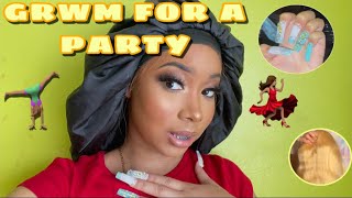 GLOWUP GRWM PARTY EDITION🥳 HAIR MAKEUP NAILS ETC✨ [upl. by Schaumberger]