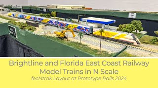 N Scale Model Brightline and Florida East Coast Railway Trains in Action [upl. by Uos]