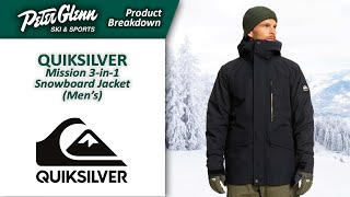 Quiksilver Mission 3in1 Snowboard Jacket Mens  W2223 Product Breakdown [upl. by Cory461]