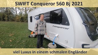 SWIFT Conqueror 560  viel Luxus in einem schmalen englischen Wohnwagen [upl. by Yedarb]