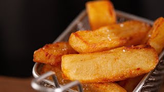 TRIPLE cooked CHIPS  Recipe for triple cooked FRIES  Foodgeek Cooking [upl. by Brendin]