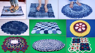 10 Beautiful Doormat Making  Old Clothes Reuse Idea  Jeans Handmade Things [upl. by Accissej613]