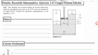 Presión Recorrido Manometrico Ejercicio 3 347 Cengel Primera Edición [upl. by Adev632]