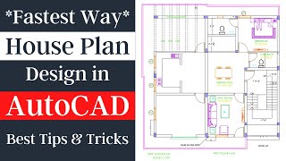 Fastest Way Simple House Plan Design in AutoCAD [upl. by Htnnek859]