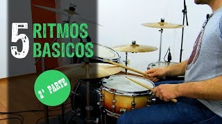 5 RITMOS BASICOS de BATERIA para PRINCIPIANTES 2  Clases de batería [upl. by Peacock]