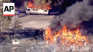 Brush fire in San Bernardino California destroys several homes [upl. by Sheff]