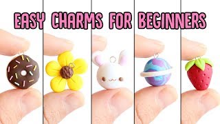 Easy Charms For Beginners│5 in 1 Polymer Clay Tutorial [upl. by Attenreb]