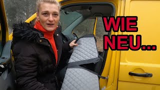 AUFGERISSENER SITZ😱 VW T5 Ob das hilft 🚐 Sitzbezüge VW T5 Van Life Vorbereitungen [upl. by Rehctelf]