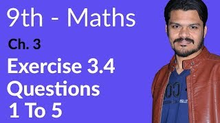 9th Class Math  Exercise 34  9th Class Math Chapter 3 [upl. by Maunsell479]