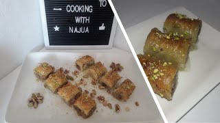 Baklava o Baklawa pistachos y nueces البقلاوة بطريقة سهلة لتحضير و من غير ألة لتوريق [upl. by Atis]