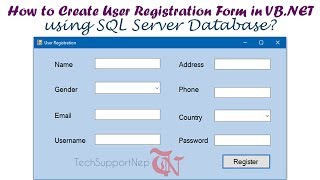 How to Create User Registration Form in VBNET using SQL Server Database [upl. by Nohshan]