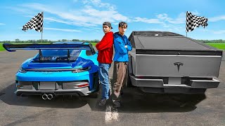 Tesla Cybertruck vs Porsche 911 GT3 RS  DRAG RACE [upl. by Gaeta]