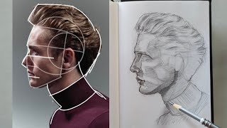 REAL time portrait drawing tutorial  Loomis method face drawing step by step pencilsketch [upl. by Eesyak]