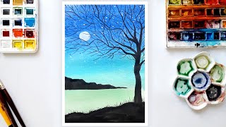 Suluboya Manzara  Kolay Suluboya Çizimleri  Easy Watercolor Tutorial [upl. by Gerri546]