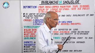 AVALANCHE OR SNOWSLIDE Defination Causes Types Impact Part50 By SS Ojha Sir [upl. by Adnwahsor]