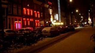 Amsterdams Red Light Districts in snow all 3 [upl. by Ahsiei675]