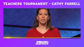 Jeopardy Teachers Tournament  Cathy Farrell  JEOPARDY [upl. by Osanna]