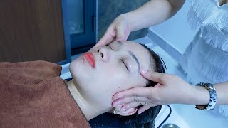 ASMR Facial massage skin care hair washing and relaxing acupressure [upl. by Drawde166]