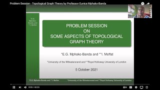 Problem Session  Topological Graph Theory by Professor Eunice MphakoBanda [upl. by Ahseiyt]