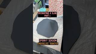 Ceramic pottery demo for applying an Underglaze transfer on a slab prepared with black underglaze [upl. by Nosloc407]