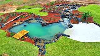 Our New Pond Build is Finished Giant Waterfall [upl. by Nohsyt930]