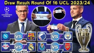 Draw Results Round Of 16 Eufa Champions League Season 20232024  Barcelona vs Leipzig [upl. by Avat]