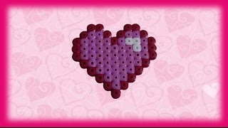 TUTORIAL Hama Beads Pyssla Perler Beads How to Make a heart [upl. by Edas888]