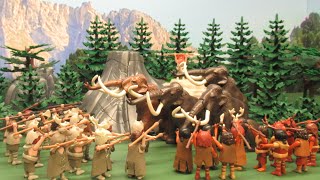 Néandertal VS CroMagnon  Bataille préhistorique et Mammouths  Stop motion Playmobil [upl. by Annoif]