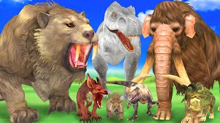 10 Mammoth Elephants vs 5 Saber tooth Tiger Lion Fight Cow Baby Elephant Saved by Woolly Mammoth [upl. by Linetta]