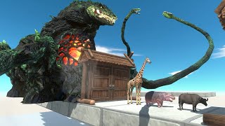 Sprint from the Tyrannosaurus Biollante TRex Doors  Animal Revolt Battle Simulator [upl. by Okimik]