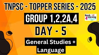 Day 5 Topper Series 2025  TNPSC Group 122A4  Quick Learning 4 All  General Studies  Language [upl. by Riatsila]