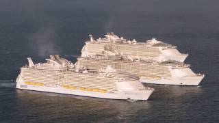 Worlds Three Biggest Cruise Ships Meet At Sea [upl. by Inahs]