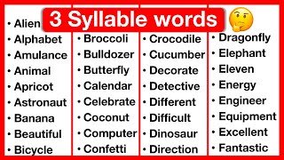 3 Syllable Word List 🤔  Syllables in English  Types of Syllables  Learn with examples [upl. by Rew]