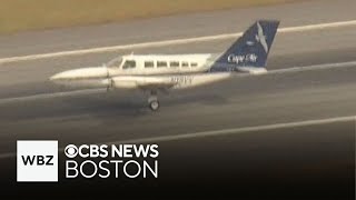 Cape Air flight lands on one wheel at Logan Airport [upl. by Nilrac]