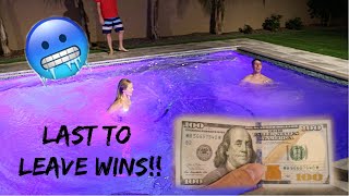 LAST TO LEAVE FREEZING POOL GETS 100 DOLLARS [upl. by Ahsahs]