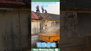 Best working day 1707 Workers remove roof shingles with shovels [upl. by Nalahs165]