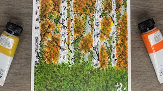 Birch Tree Forest Painting for Beginners  Acrylic Painting for Beginners [upl. by Niveg998]