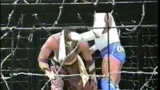 FMW  Atsushi Onita vs Hayabusa Electrified Barbed Wire Exploding Cage Deathmatch XPW Commentary [upl. by Ettenajna]