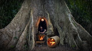 Building Complete and Warm Survival Shelter In The Trunk  Full Video [upl. by Neened821]