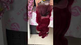 18quot 13x6 lace burgundy color body wave wig is 180 with free shipping Dm86 15166056921 wigs ❤️❤️ [upl. by Mackey]