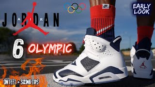 EARLY LOOK JORDAN 6 OLYMPIC ON FEET OVERVIEW W SIZING TIPS amp DETAILS FT FASHIONNOVA [upl. by Ennazzus]