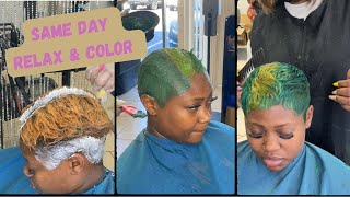 How to safely relax amp color in the same day using Olaplex 1245 amp 6 [upl. by Karena169]