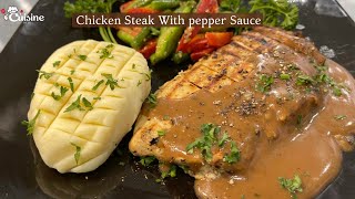 Chicken Steak With Black Pepper Sauce Recipe  Chicken Steak With Demi Glace  Cuisine by us [upl. by Whittaker]