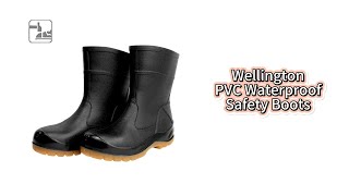 Ankle Wellington PVC Safety Water Boots With Steel Toe And Midsole [upl. by Tsugua]