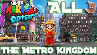 Super Mario Odyssey All Power Moons Metro Kingdom  Walkthrough [upl. by Olra674]